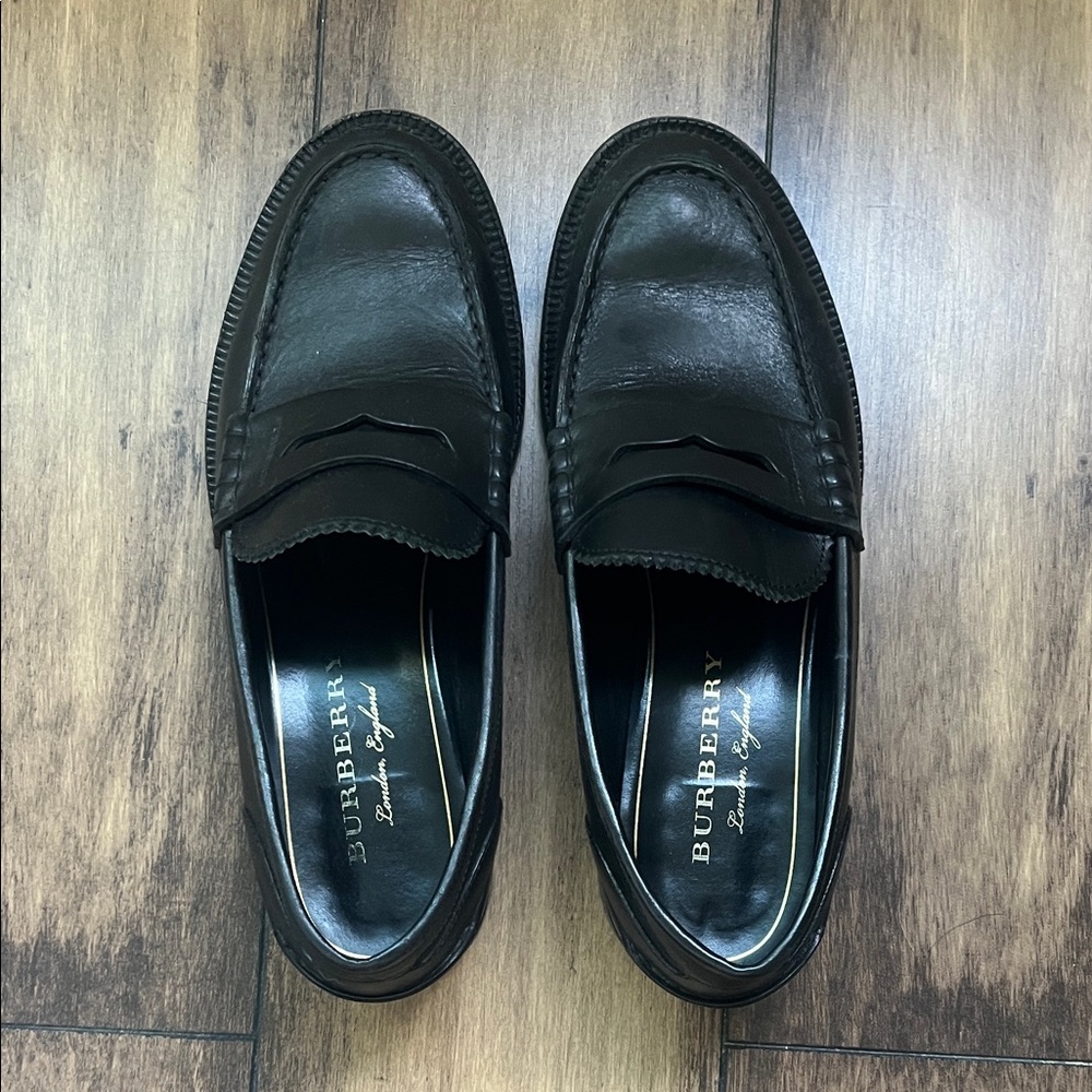 Burberry Black Leather Penny Loafers